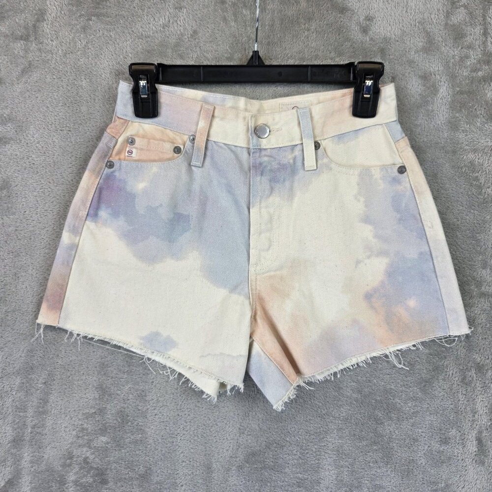 AG Adriano Goldschmied Shorts Womens 25 Alexxis High Rise Denim Tie Dye Cutoff